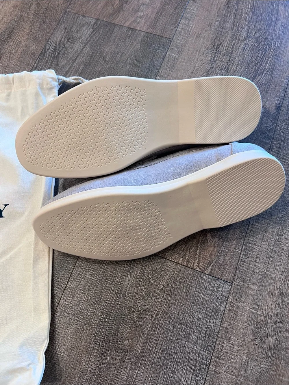 Men's Grey Suede Slip-On Loafers with White Sole